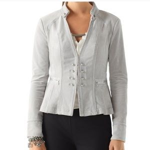 White House Black Market gray silver velvet blazer
